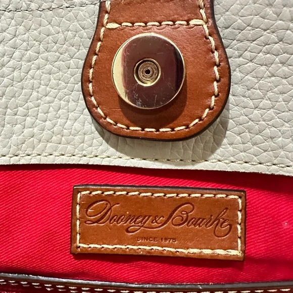 Dooney & Bourke Cream and Brown Leather Tote Bag The Color Is Cream Not White. - Picture 8 of 16